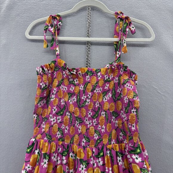 Draper James Pink Taylor Smocked‎ Sundress in Orange Blossom Size Medium Casual - Picture 2 of 12
